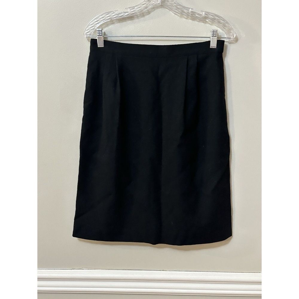 Vintage Talbots Women's Petite 100%Wool Black Straight Pencil CareerSkirt 12